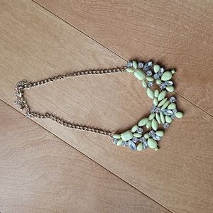 Gold tone rhinestones statement necklace